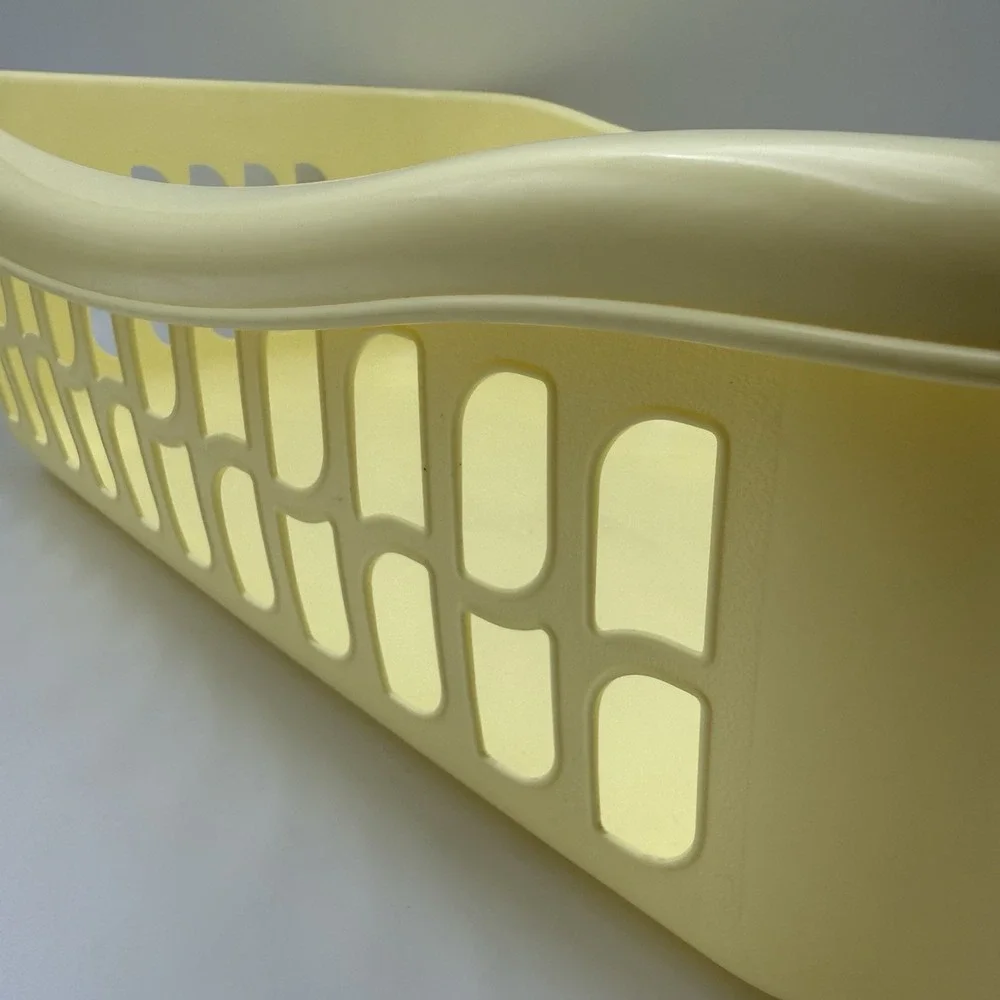 Yellow Laundry‎ Basket Handles Sturdy Prop Shallow Butter Yellow